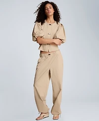 Kenneth Cole Women's Pull-On Wide-Leg Bungee Hem Pants