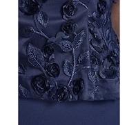 Eliza J Women's Spaghetti Strap Combo Overlay Top Mermaid Gown