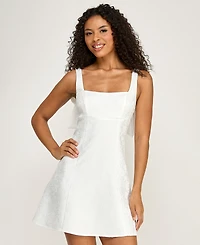 City Studios Women's Floral Jacquard Square Neck Dress