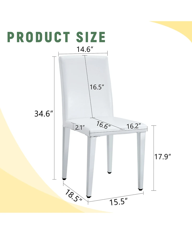 Streamdale Furniture Set of 2 Pu Leather Chairs, Silver Legs