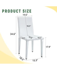 Streamdale Furniture Set of 2 Pu Leather Chairs, Silver Legs