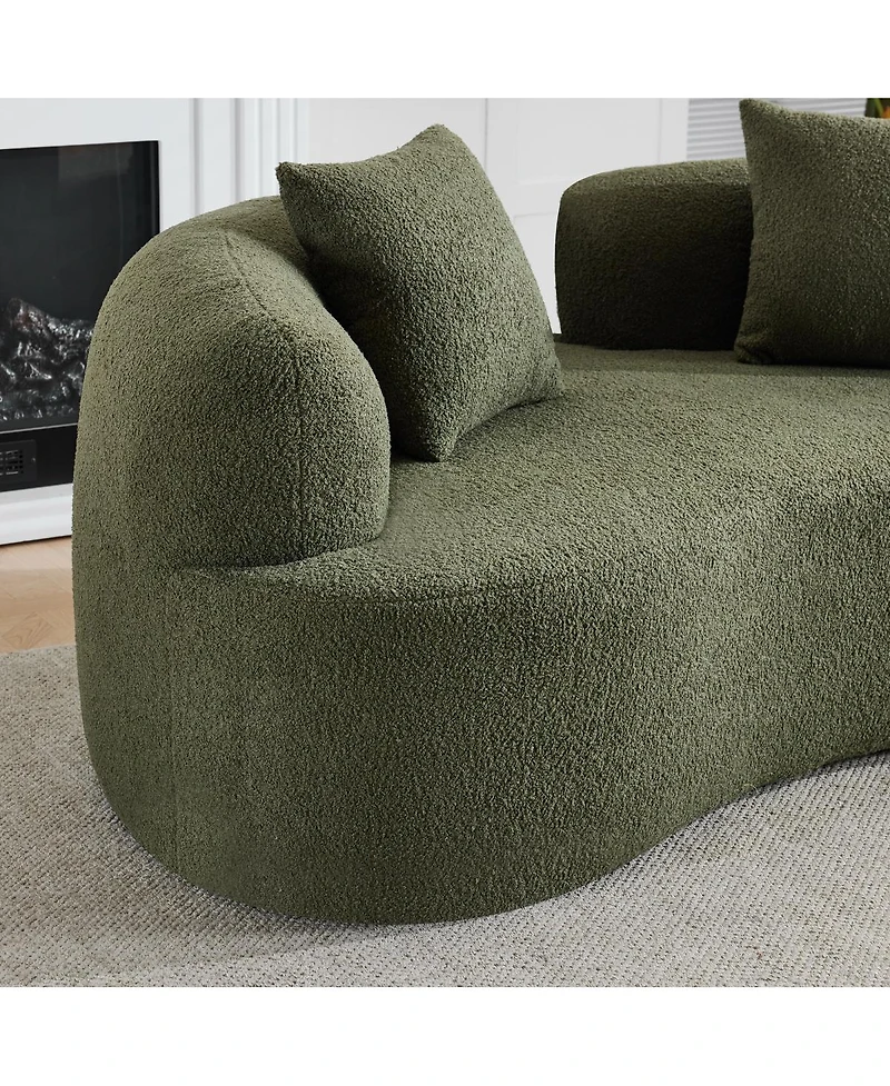 Streamdale Furniture Green Curved Loveseat Sofa - Teddy Velvet, No-Assembly, 350 lbs Capacity