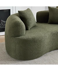 Streamdale Furniture Green Curved Loveseat Sofa - Teddy Velvet, No-Assembly, 350 lbs Capacity
