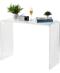 gaomon 38" Narrow Acrylic Console Table with Square Legs, Clear