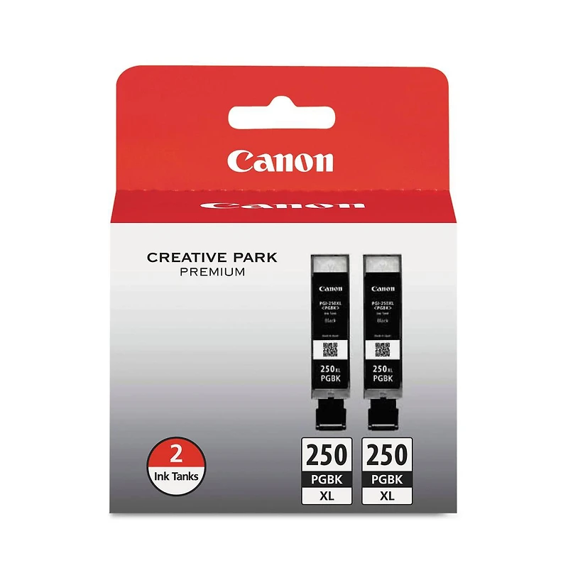Canon Pgi-250XL High-Capacity Pigment Ink Cartridge for Select Pixma iP, Mg, Mx Series Printers, 2 Pack, Black