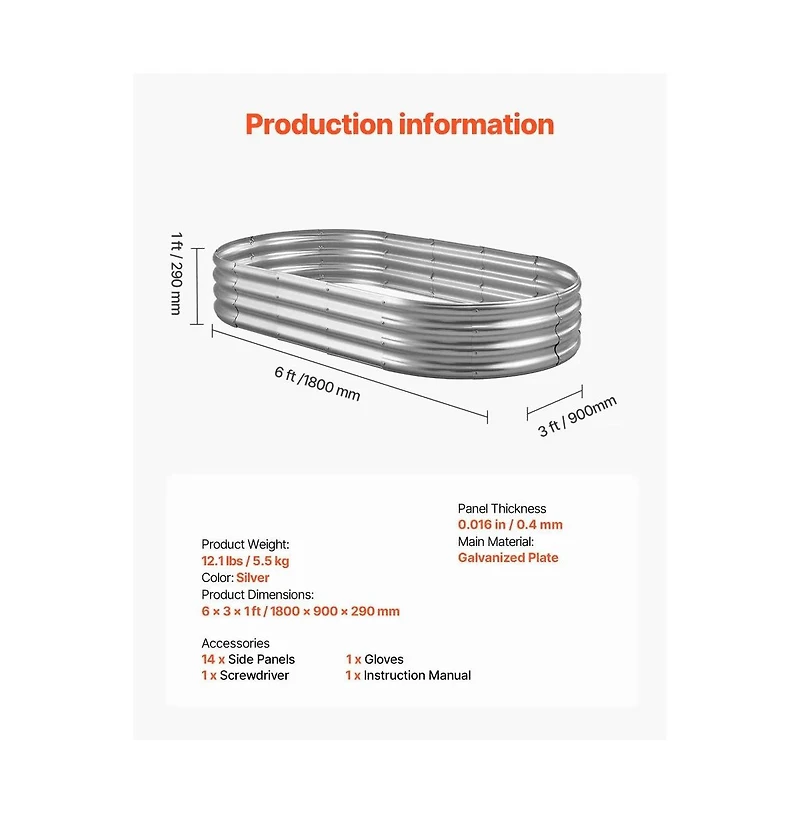 Slickblue Large Outdoor Metal Planter Box Open Bottom Design