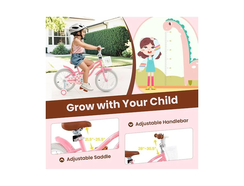 Hongge 18 Inch Kids Bike with Training Wheels and Basket for Boys & Girls-4-8 Years