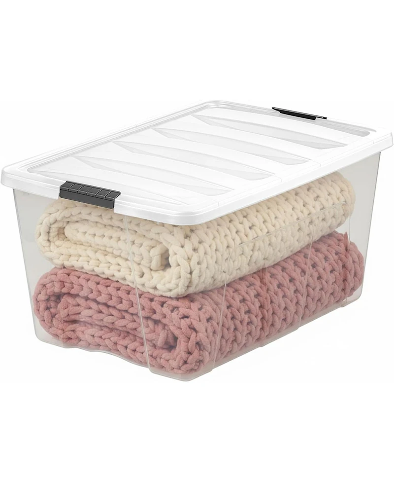 Iris Usa 94 Qt Stackable Plastic Storage Bins with Lids, 4Pk
