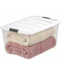 Iris Usa 94 Qt Stackable Plastic Storage Bins with Lids, 4Pk