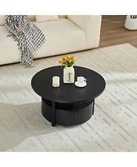 Boyel Living Round Storage Coffee Table with Drawer, Mdf for Room Movie Nights & Snack Organizing