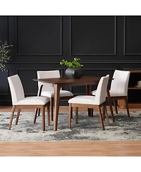 Streamdale Furniture 5-Piece Dining Table Set with Solid Wood Table and 4 Upholstered Chairs