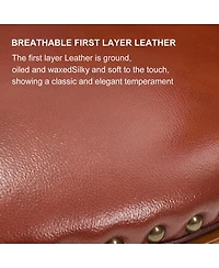 Streamdale Furniture Cow top Leather Wooden Bar Stools, 360 Swivel Bar Chair with Backs