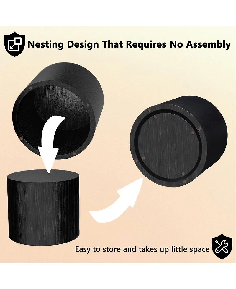 Streamdale Furniture Nesting Coffee Table Set of 2, Modern Round Wood Side Table