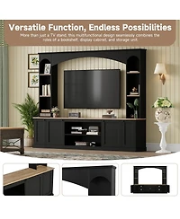 Streamdale Furniture Elegant Arched Entertainment Center with Bookshelf & Farmhouse Tv Stand