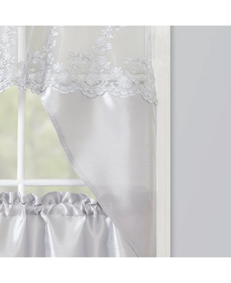 Rt Designers Collection Polyester Bethany Embroidered 3 Piece Kitchen Curtains Tier & Swag Set