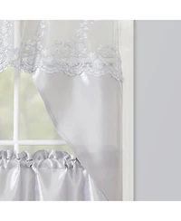 Rt Designers Collection Polyester Bethany Embroidered 3 Piece Kitchen Curtains Tier & Swag Set