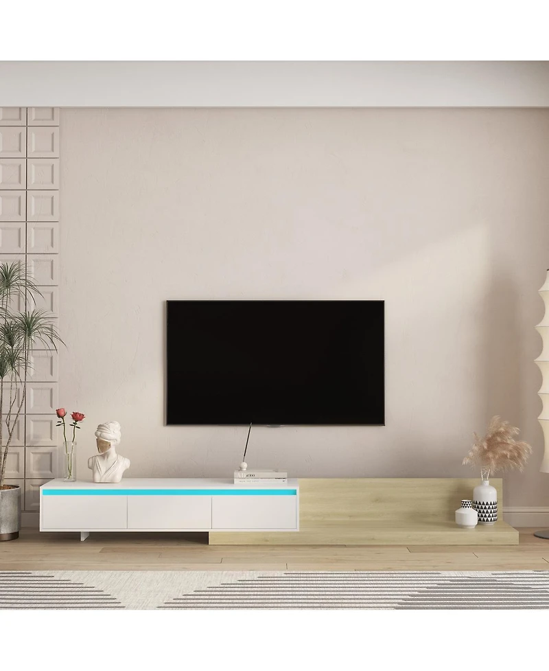 Streamdale Furniture Modern Tv Stand with Led Lights & Storage for Living Room