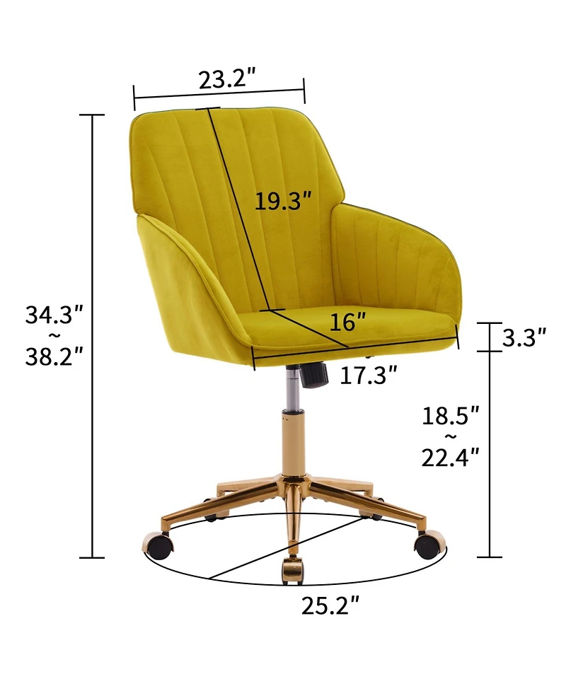 Streamdale Furniture Grand Velvet Ergonomic Office Chair with Luxurious Gold Base