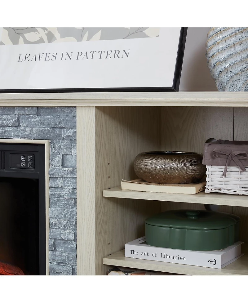 Streamdale Furniture Mantel Electric Fireplace Stone Tv Media Stand