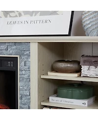 Streamdale Furniture Mantel Electric Fireplace Stone Tv Media Stand