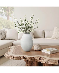 LuxenHome Antique White Cement Bulb Vase, 12.8" Tall Home Accent for Tabletops and Open Shelving