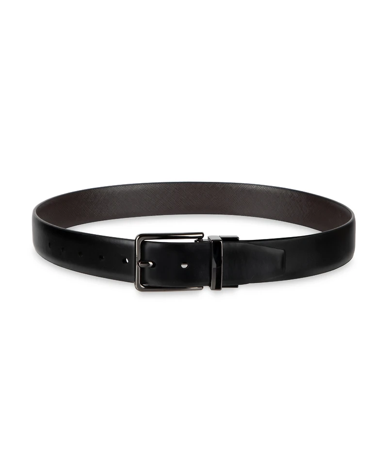Calvin Klein Boy's S-xl Two-In-One Reversible Smooth-To-Saffiano Dress Belt