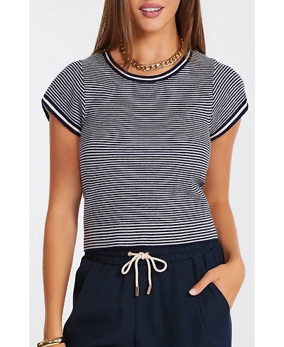 Bishop + Young Women's Hepburn Short Sleeve Stripe Sweater