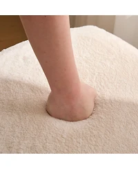 Rainsken Triangle Storage Ottoman Set of 2, Faux Fur Footrest with Metal Legs, Reversible Lid for Living Room, Bedroom, Entryway