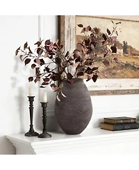 LuxenHome Antique Brown Cement Vase,Tall Rustic Home Accent for Tabletops and Open Shelving