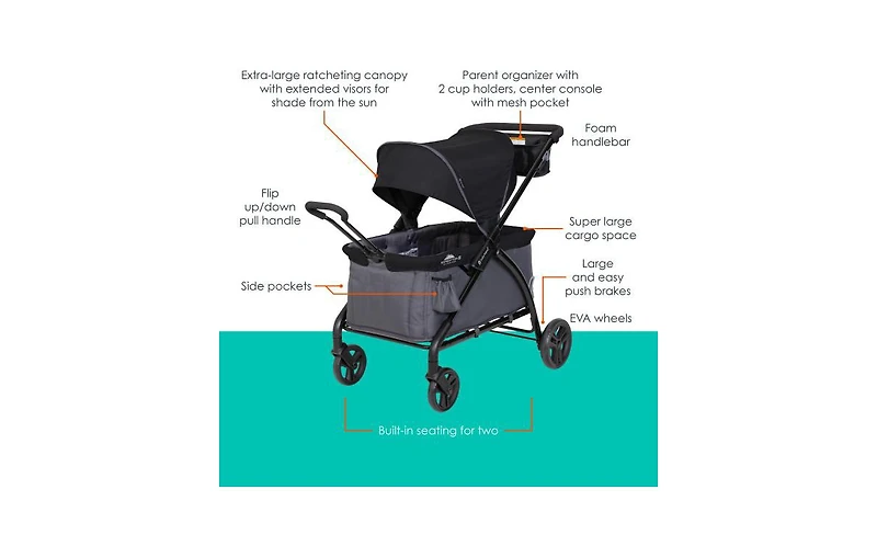 Baby Trend Kids Trend Tour Lte 2-in-1 Stroller Wagon -