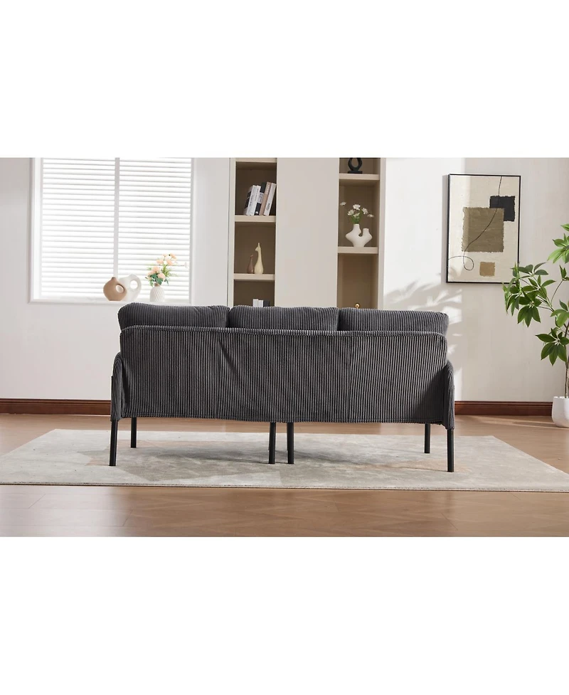 Streamdale Furniture Oversized Corduroy Loveseat Sofa with Metal Legs & Side Pockets