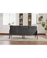 Streamdale Furniture Oversized Corduroy Loveseat Sofa with Metal Legs & Side Pockets
