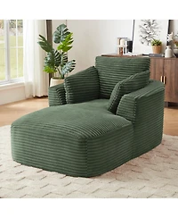 Streamdale Furniture Oversized Corduroy Chaise Lounge Chair - Modern Sofa Couch, No Assembly Required