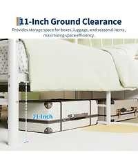 gaomon Kids Bed Frame with Headboard & Footboard, Heart-Shaped Metal Platform Bed, Heavy-Duty Steel Slats, Noise-Free, No Box Spring