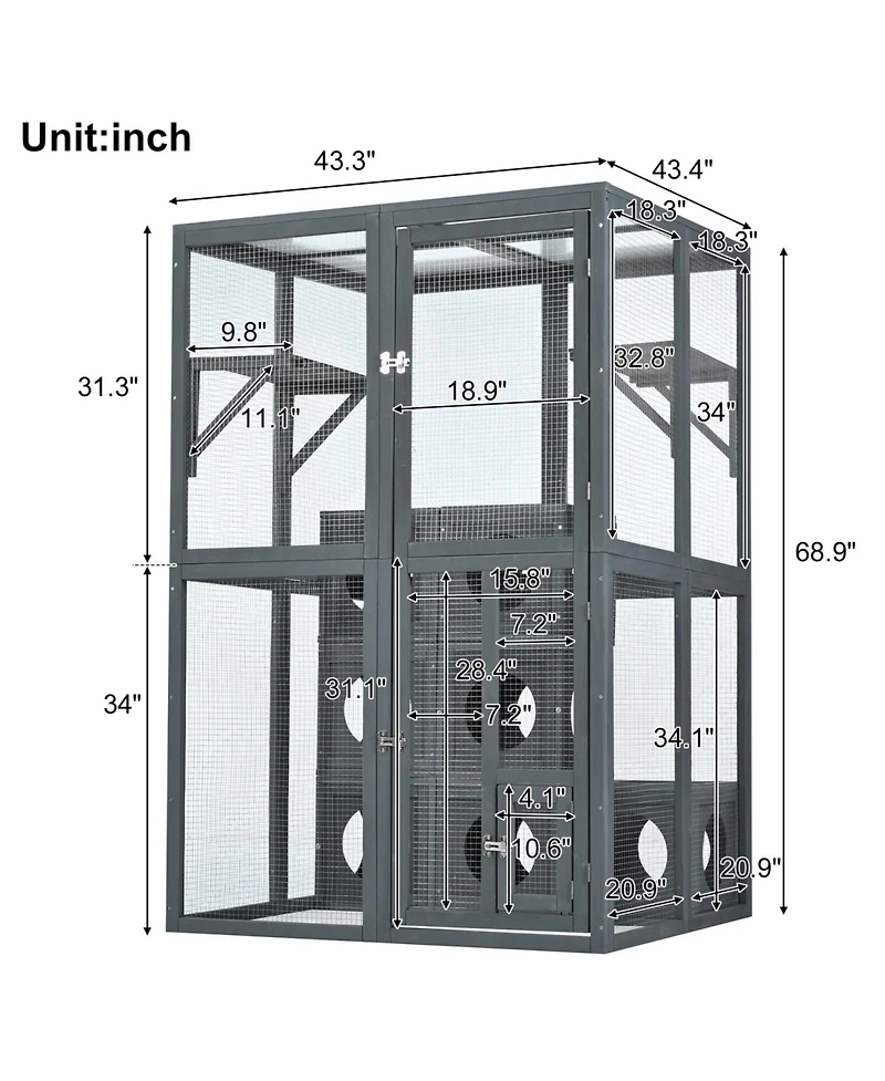Streamdale Furniture Pine Outdoor Cat House with Shelves