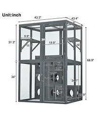 Streamdale Furniture Pine Outdoor Cat House with Shelves