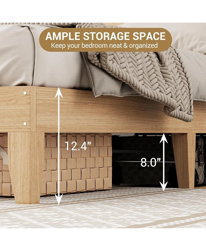 gaomon Bed Frame With Headboard Farmhouse Platform Bed Led Wooden Slats No Box Spring Durable