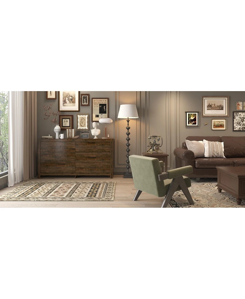 Famapy 6-Drawer Finish Dresser Chest of Drawers Cabinet