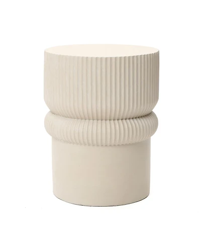 LuxenHome Minimalist MgO Patio Table, Tall Round Side Table for Outdoor Spaces