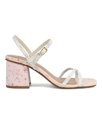 Mia Women's Nadalia Floral Square Toe Dress Sandals