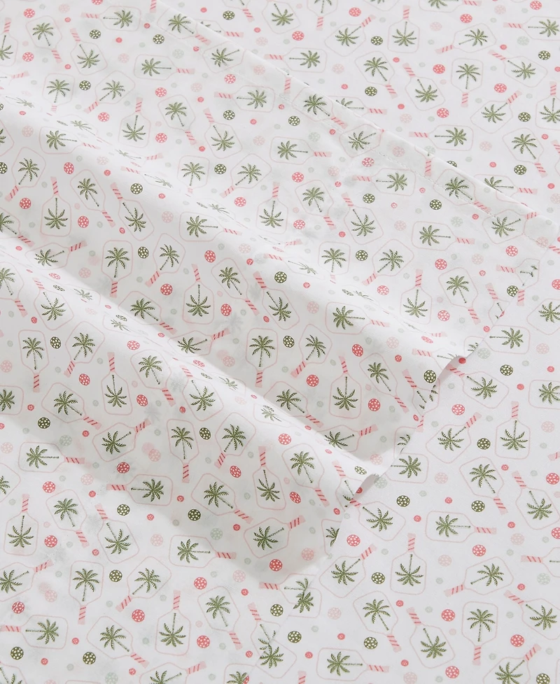 Tommy Bahama Home Pickleball Palm 200-Thread Count Washed Cotton 4-Pc. Sheet Set