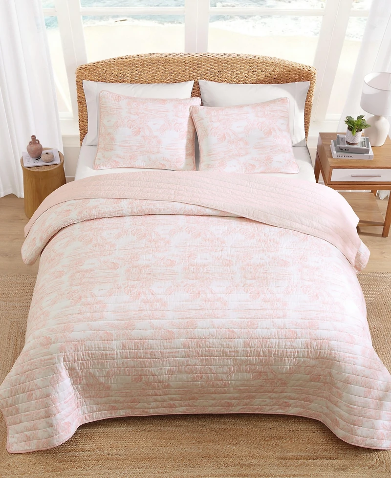 Tommy Bahama Home Beach Bluff Toile Cotton Reversible 3-Pc. Quilt Set, King