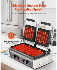 Ecooso 3600W Commercial Electric Panini Press Grill with Dual Plates and Temperature Control