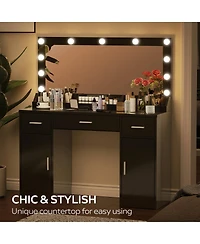 Streamdale Furniture Vanity Desk with Large Mirror, 3 Color Lighting Modes, Adjustable Brightness