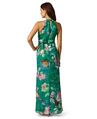Adrianna Papell Petite Printed Halter Neck Mermaid Dress