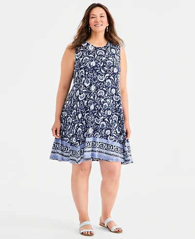 Style & Co Plus Size Sleeveless Printed Flip Flop Dress, Macy's Exclusive