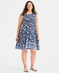 Style & Co Plus Size Sleeveless Printed Flip Flop Dress, Macy's Exclusive