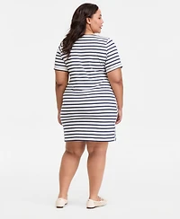 On 34th Trendy Plus Size Striped Tie-Side Mini Dress, Macy's Exclusive