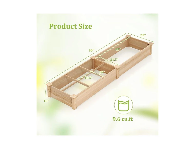 Slickblue Wooden Raised Garden Bed with 2 Planter Boxes