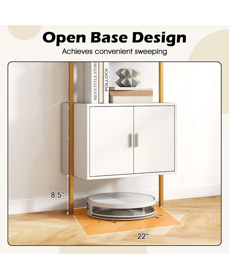 Slickblue 72.5 Inch Tall Bookshelf with Cabinet Anti-Tipping Kits and Metal